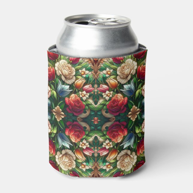 Stained Glass Floral Design  Can Cooler (Can Front)