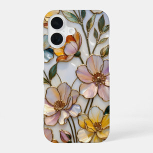 Stained Glass Floral iPhone Case Warm Pastel Gold