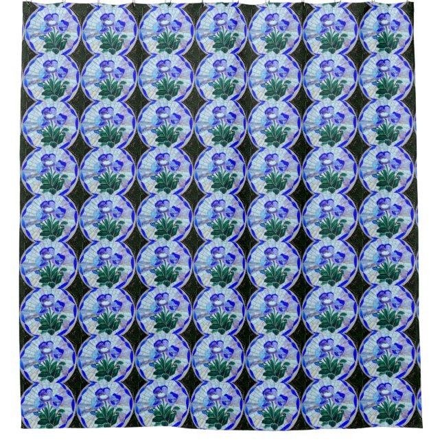 stained glass floral pattern shower curtain (Front)