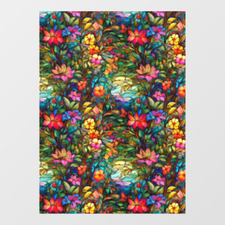 Stained Glass Floral Seamless Pattern Window Cling