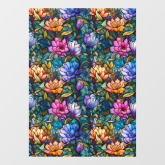 Stained Glass Floral Seamless Pattern Window Cling