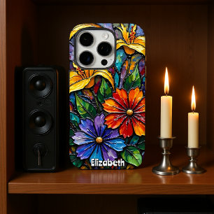 Stained Glass Floral Still Life iPhone 16 Pro Case