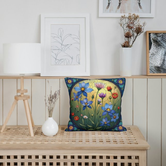 Stained Glass Florals Cushion (Creator Uploaded)