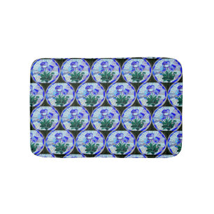 stained glass flower circles pattern bath mat