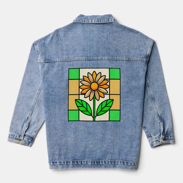 Stained Glass Flower Denim Jacket (Back)