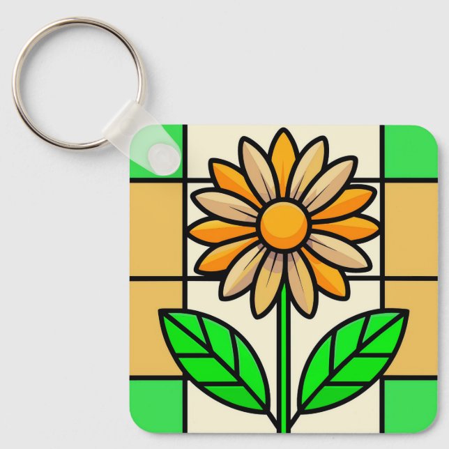 Stained Glass Flower Key Ring (Front)