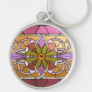 Stained Glass Flower Keychain