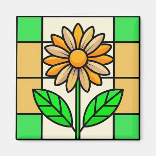 Stained Glass Flower Magnet