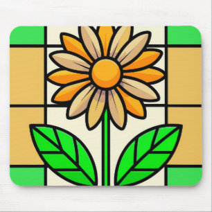 Stained Glass Flower Mouse Pad