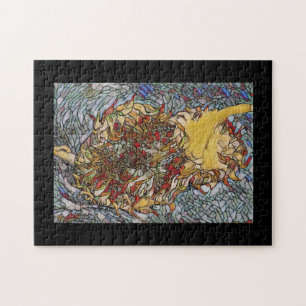 Stained glass flower portrait jigsaw puzzle