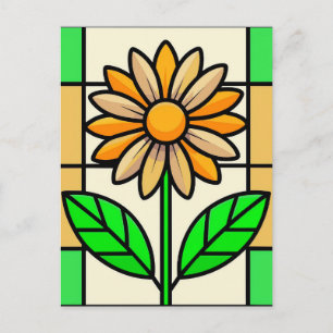 Stained Glass Flower Postcard