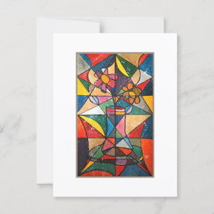 Stained Glass Flower Pot Acrylic Artwork Postcard