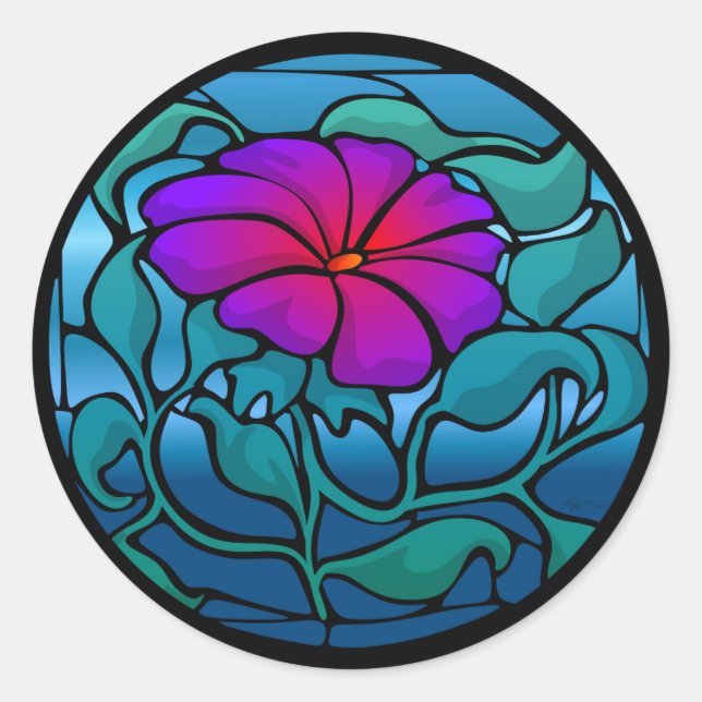 Stained Glass Flower Sticker (Front)