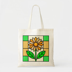 Stained Glass Flower Tote Bag
