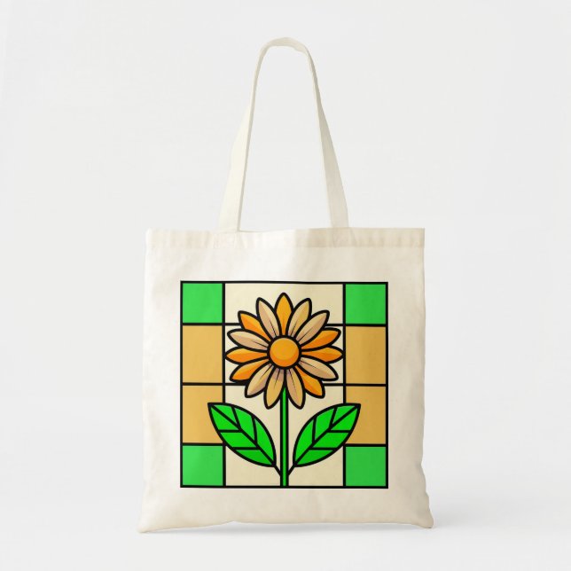 Stained Glass Flower Tote Bag (Front)