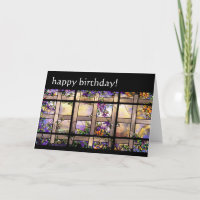 Stained Glass Flowers Birthday Card
