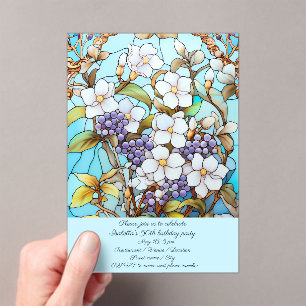 Stained Glass Flowers Birthday Party  Acrylic Invitations
