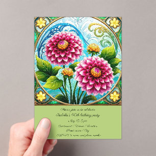 Stained Glass Flowers Birthday Party Acrylic Invitations