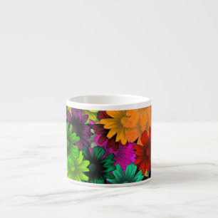 Stained glass flowers espresso cup