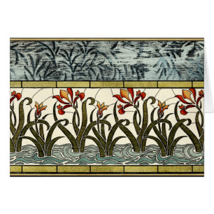 Stained Glass Flowers with Tan Border