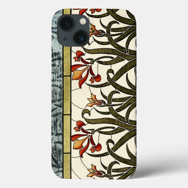 Stained Glass Flowers with Tan Border Case-Mate iPhone Case (Back)