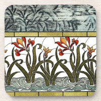 Stained Glass Flowers with Tan Border