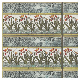 Stained Glass Flowers with Tan Border Fabric