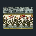 Stained Glass Flowers with Tan Border Magnet<br><div class="desc">A lovely stained glass piece,  it features flowers growing out of stylised water at the bottom and an abstract of leaves at the top. A wonderfully beautiful purchase that would make an amazing gift!</div>