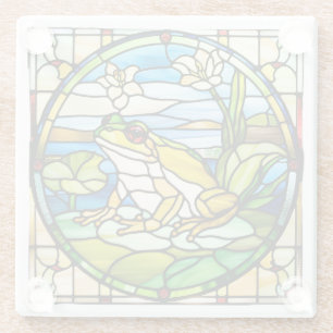 Stained Glass Frog Printed on Coaster