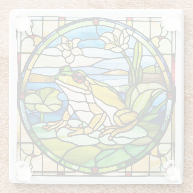 Stained Glass Frog Printed on Coaster (Back)