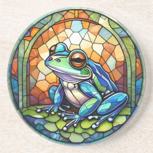 Stained Glass Frog Sandstone Coaster