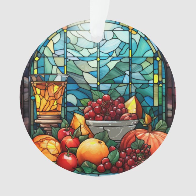 Stained Glass Fruit Bowl Ornament (Front)