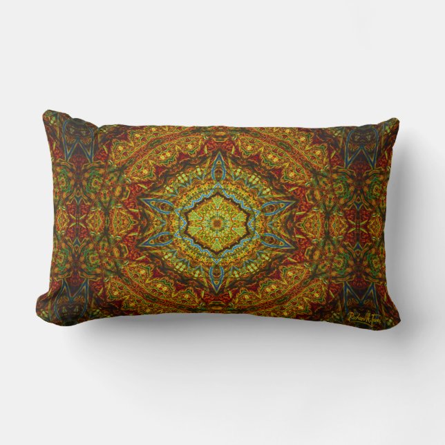Stained Glass Gas Ring Mandala Pillow (Front)