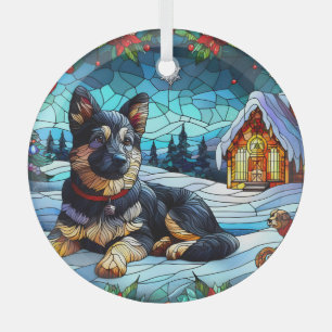 Stained Glass German Shepherd Tree Decoration
