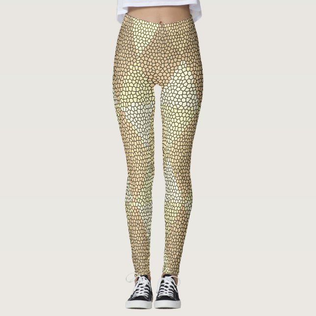 Stained Glass Gold Diamond Pattern Leggings (Front)
