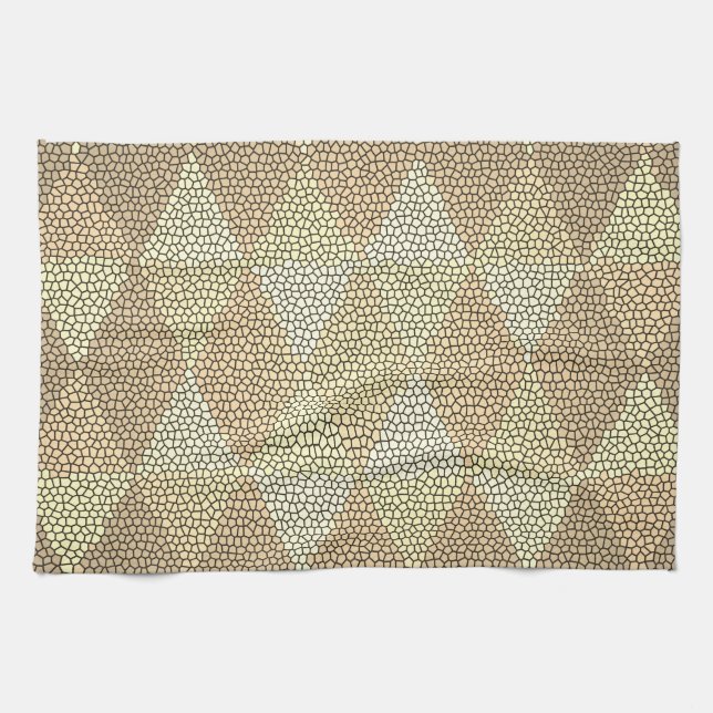 Stained Glass Gold Diamond Pattern Tea Towel (Horizontal)
