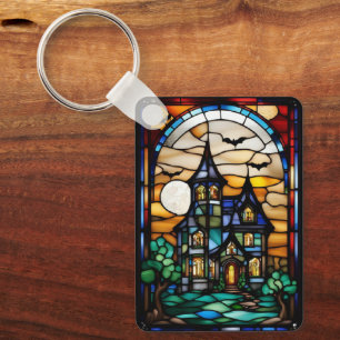 Stained Glass Gothic Home Key Ring