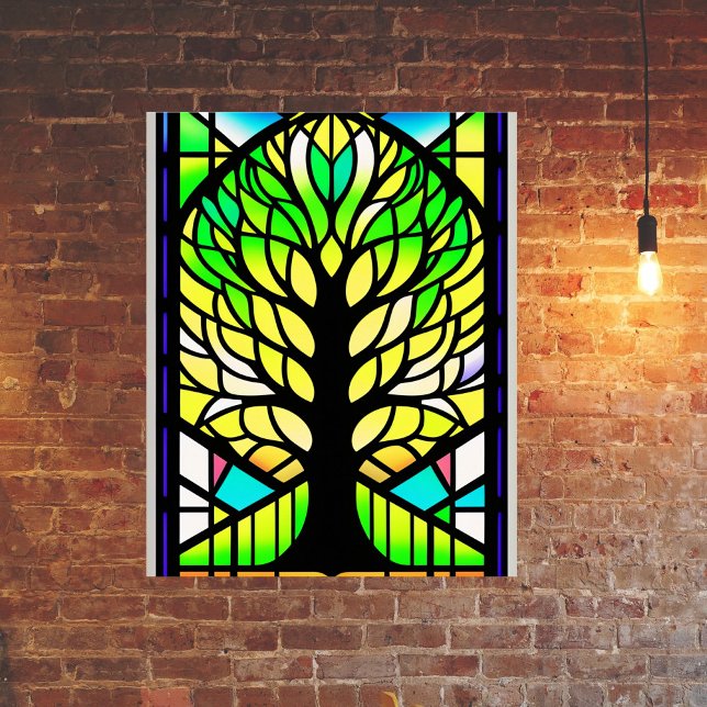 Stained Glass Green Tree Artwork Poster (Creator Uploaded)