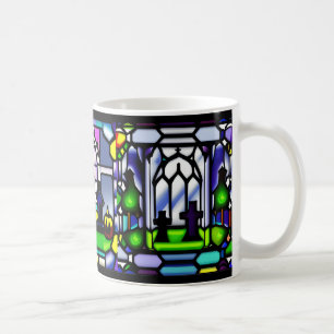Stained Glass Halloween Graveyard Mug