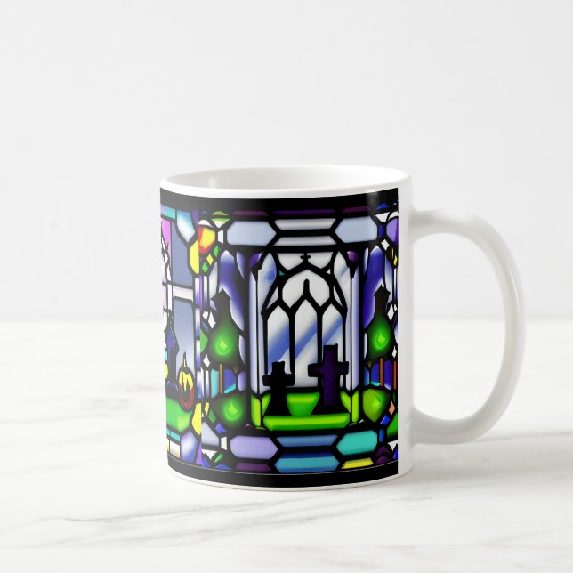 Stained Glass Halloween Graveyard Mug (Right)