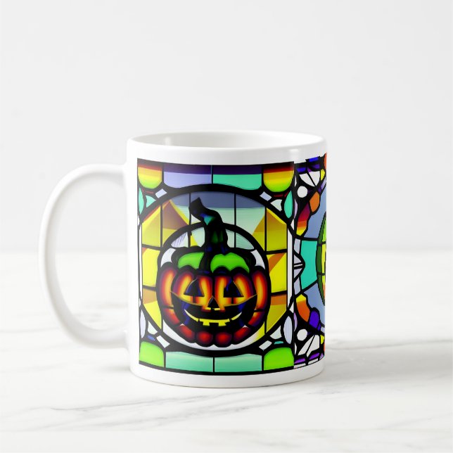 Stained Glass Halloween Pumpkin Mug (Left)