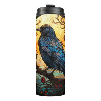 Stained Glass Halloween Raven Tumbler