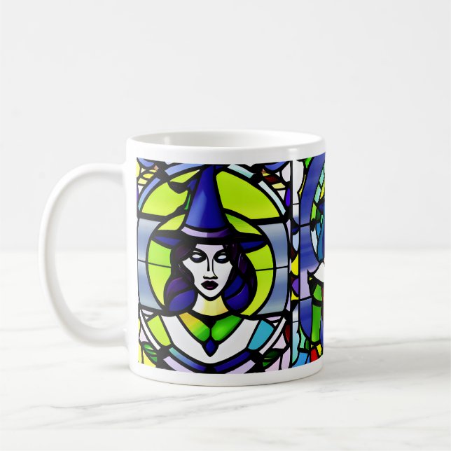 Stained Glass Halloween Witch Mug (Left)