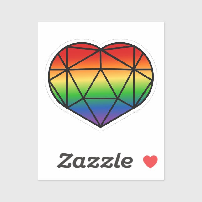 Stained Glass Heart D20 Rainbow Pride Flag Sticker (Sheet)