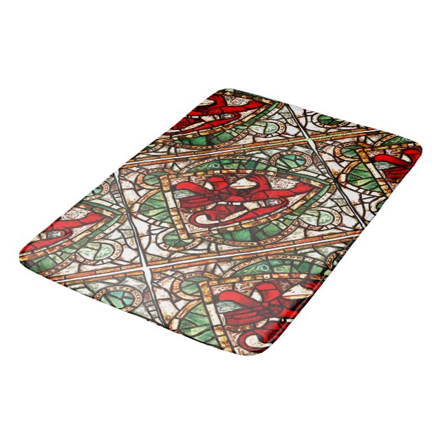 "Stained Glass~Heraldic Panel~14th Century" Bath Mat (Angled)
