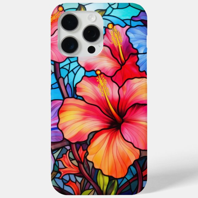Stained Glass Hibiscus Flowers – Tropical Floral Case-Mate iPhone Case (Back)