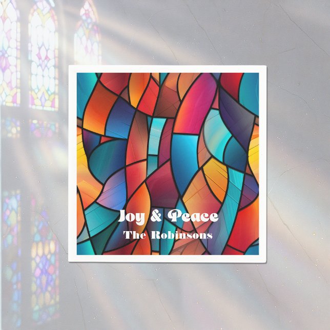 Stained Glass Holiday Party Napkin (Stained Glass Holiday Party Napkins)
