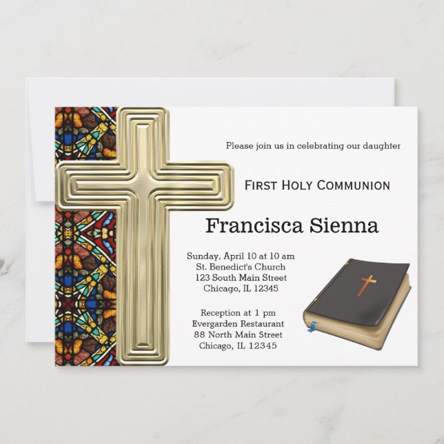 Stained Glass Holy Communion Invitation (Front)