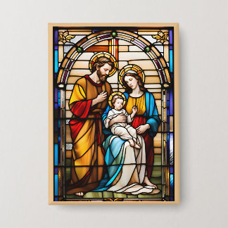 Stained Glass Holy Family Button Wearable Devotion