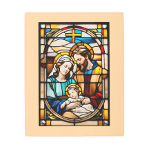 Stained Glass Holy Family Metal Sign Catholic